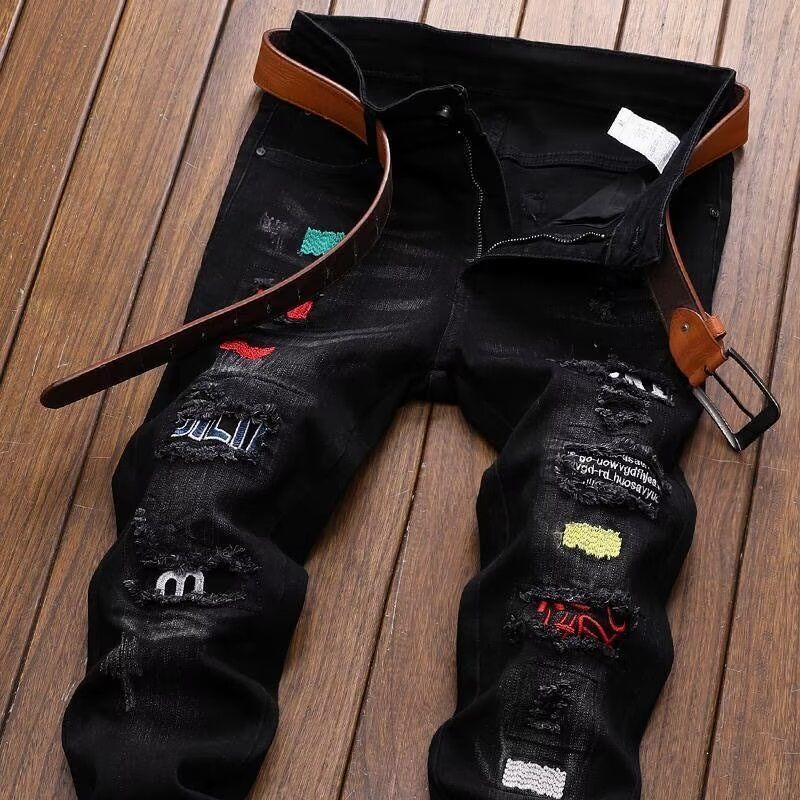 Streetwear Brand Jeans - Mode coréenne Streetwear marque déchiré jean