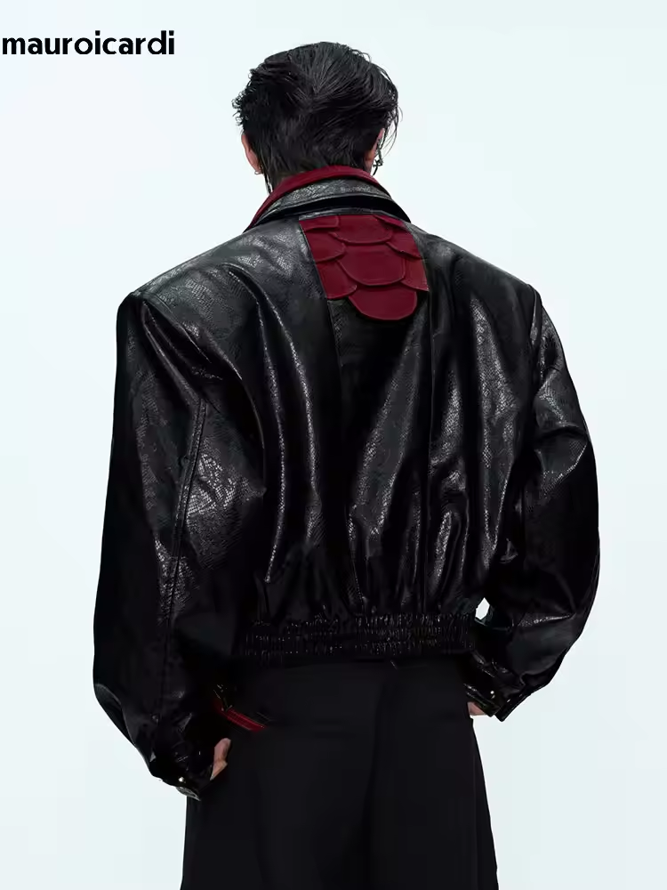 Streetwear Clothing Brands - Veste en cuir PU à imprimé