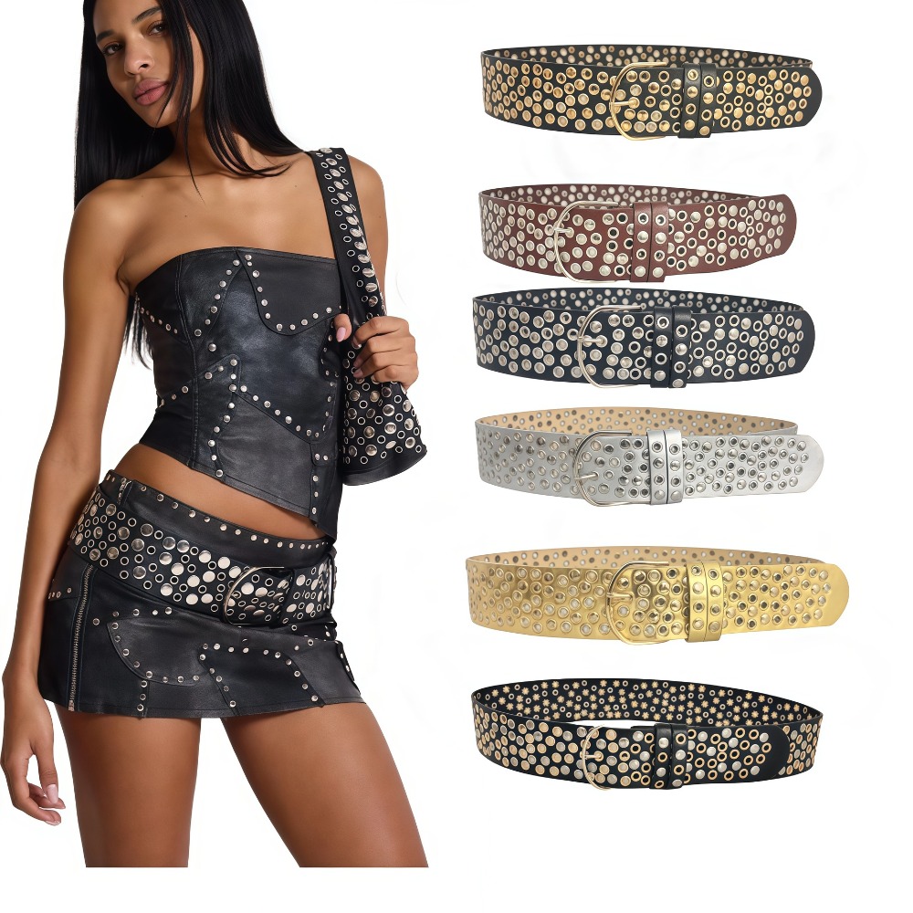 Ceinture large en PU style pun - Streetwear Brand Jeans avis et prix