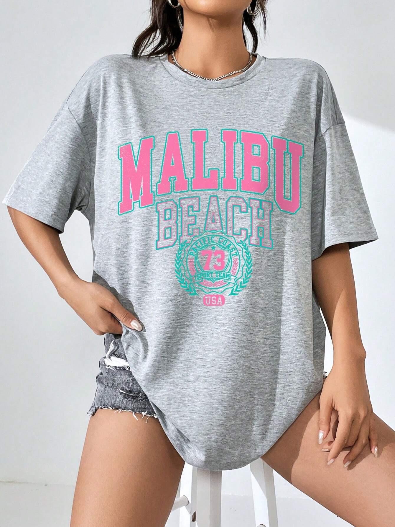 Malibu plage lettre impression - Streetwear Clothing Brands avis et prix